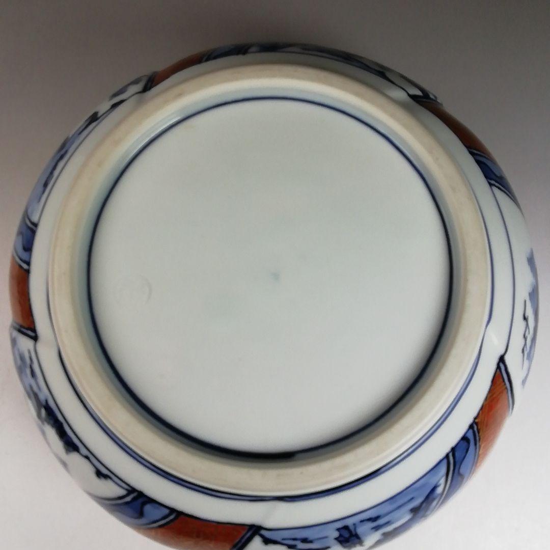 Ｗ１１６　水指　『染付　金襴手捻梅』『平安　景雲 造』『塗替蓋付』　共箱　茶道具