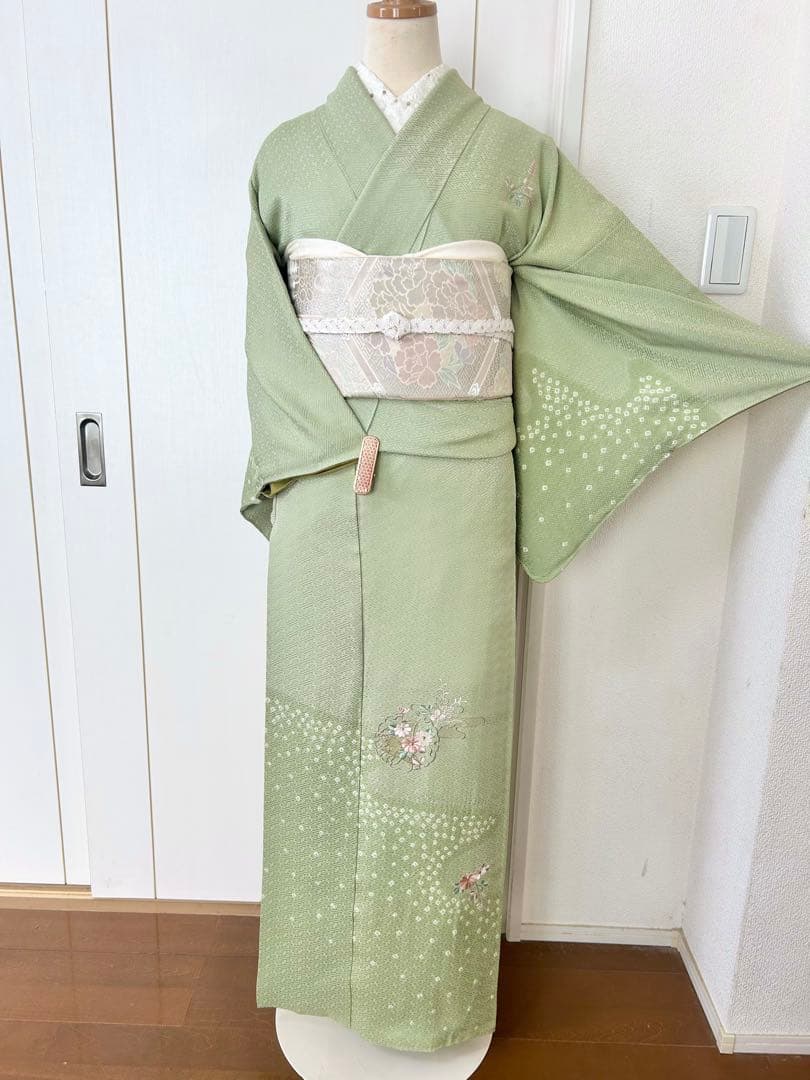 美品 一部しつけ糸付き 正絹訪問着 フルセット4点 卒業式 入学式