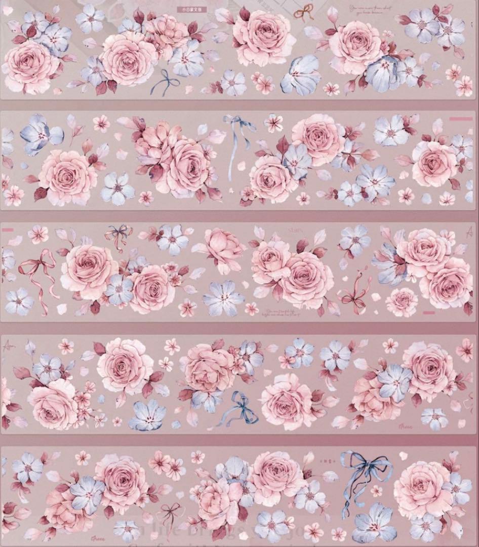 贝壳光 5.5cm×6m 朝雾 海外マスキングテープ 海外マステ　花