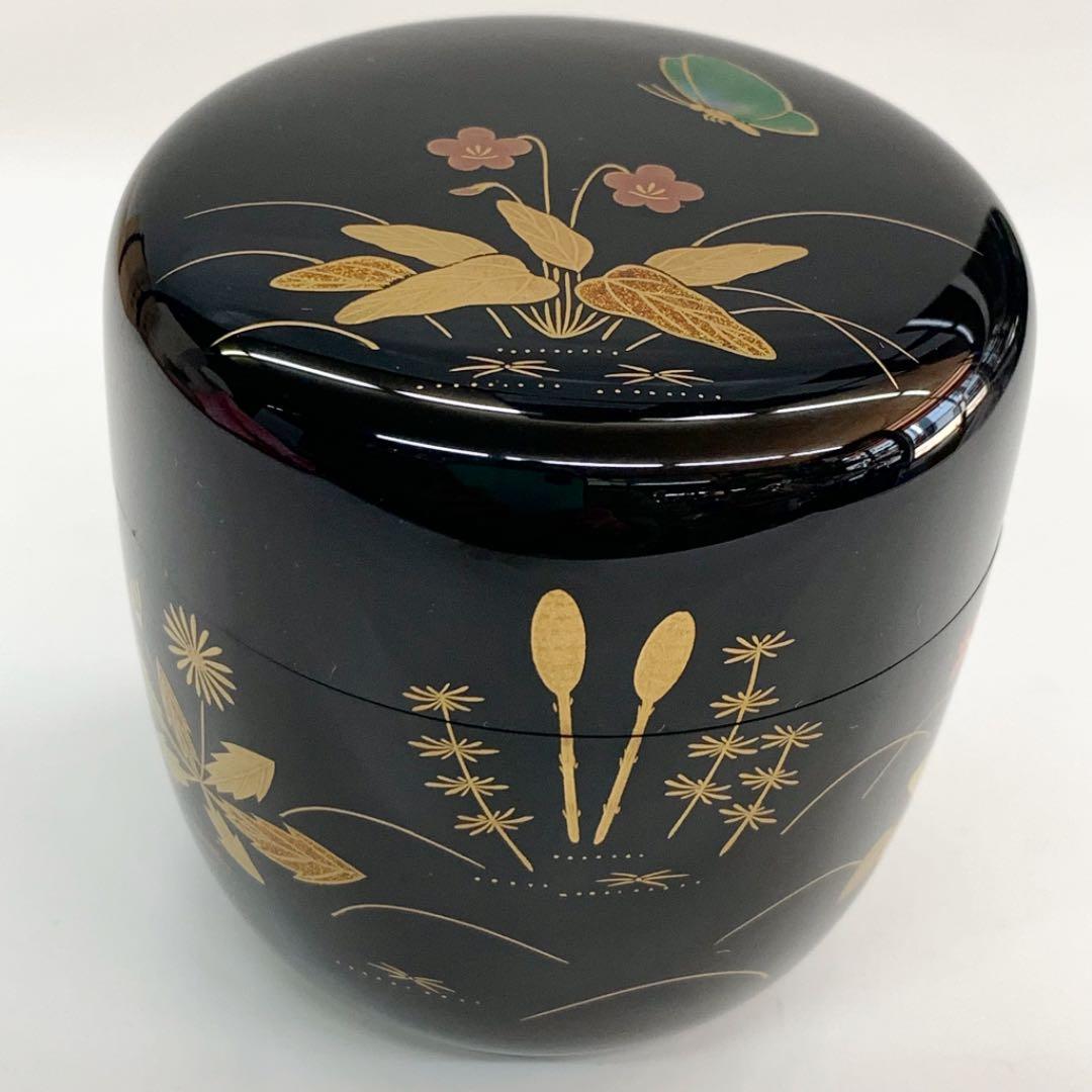 中棗 春野蒔絵】 新井喜峰 共箱