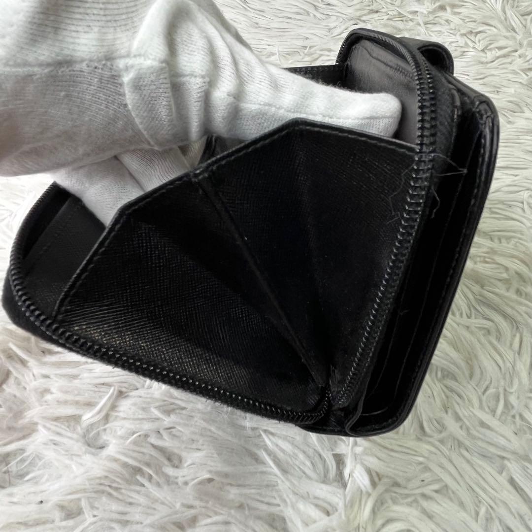 PRADA✨プラダ 二つ折り財布 ラウンドファスナー ブラック サフィアーノ