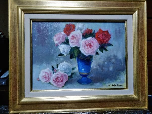 絵画　油絵　ばら 楽天市場】絵画 油絵 ばら （堀哲夫） 送料無料 【肉筆】【油絵】【花