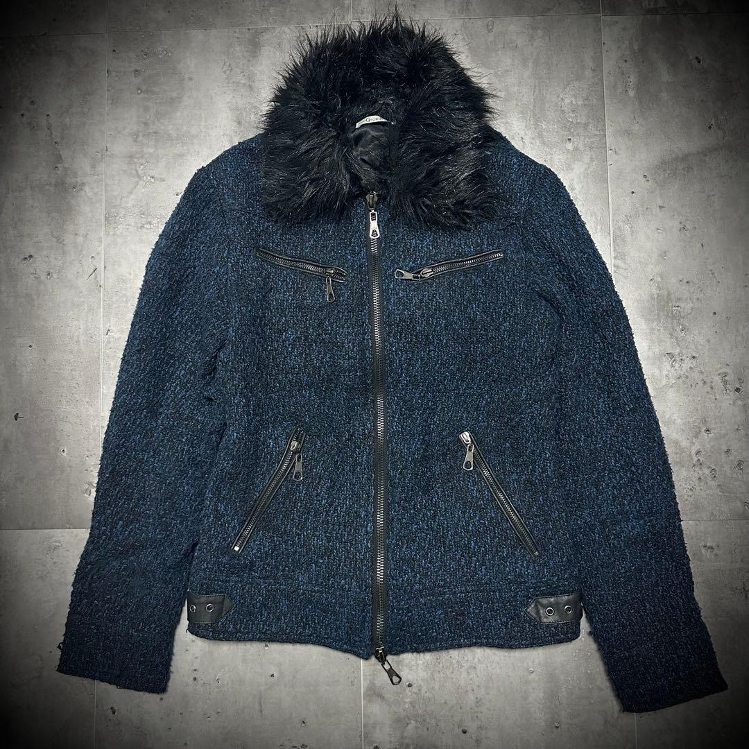 00s Y2K archive 鬼ファー ツイード ジャケット お兄系 平成初期