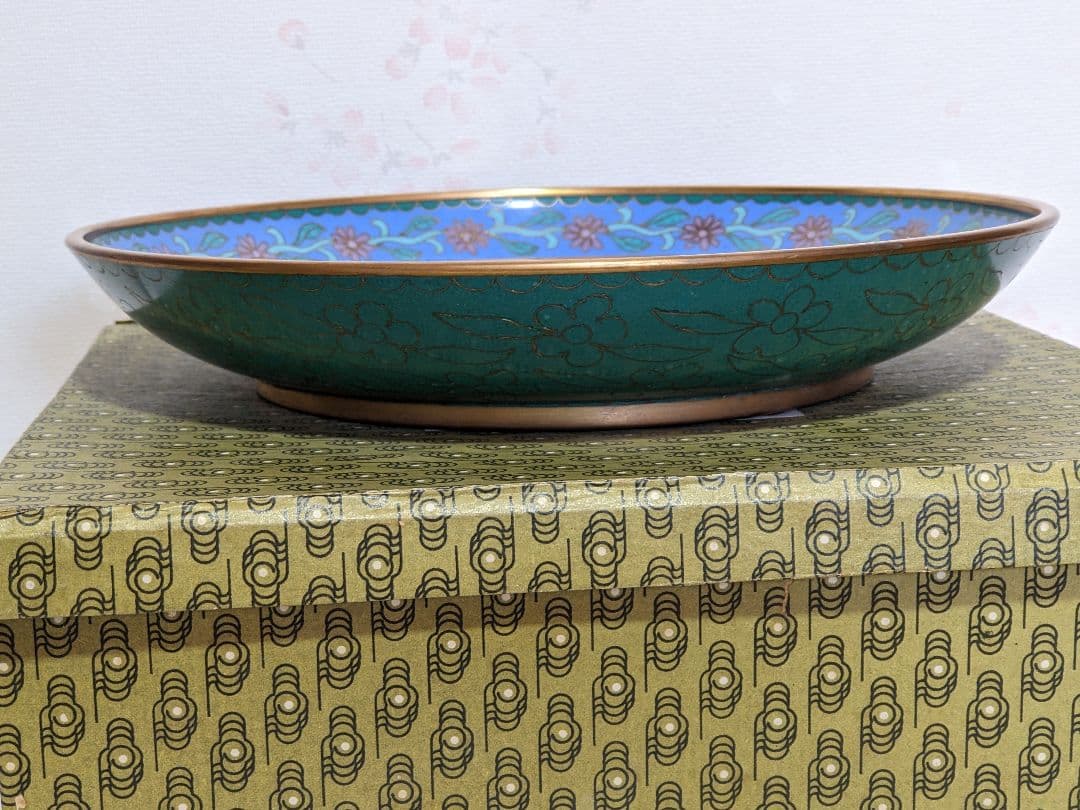 ♢中国美術工芸品 景泰藍絶妙 琺瑯彩 飾り皿 盆 古玩 古美術品 七宝焼