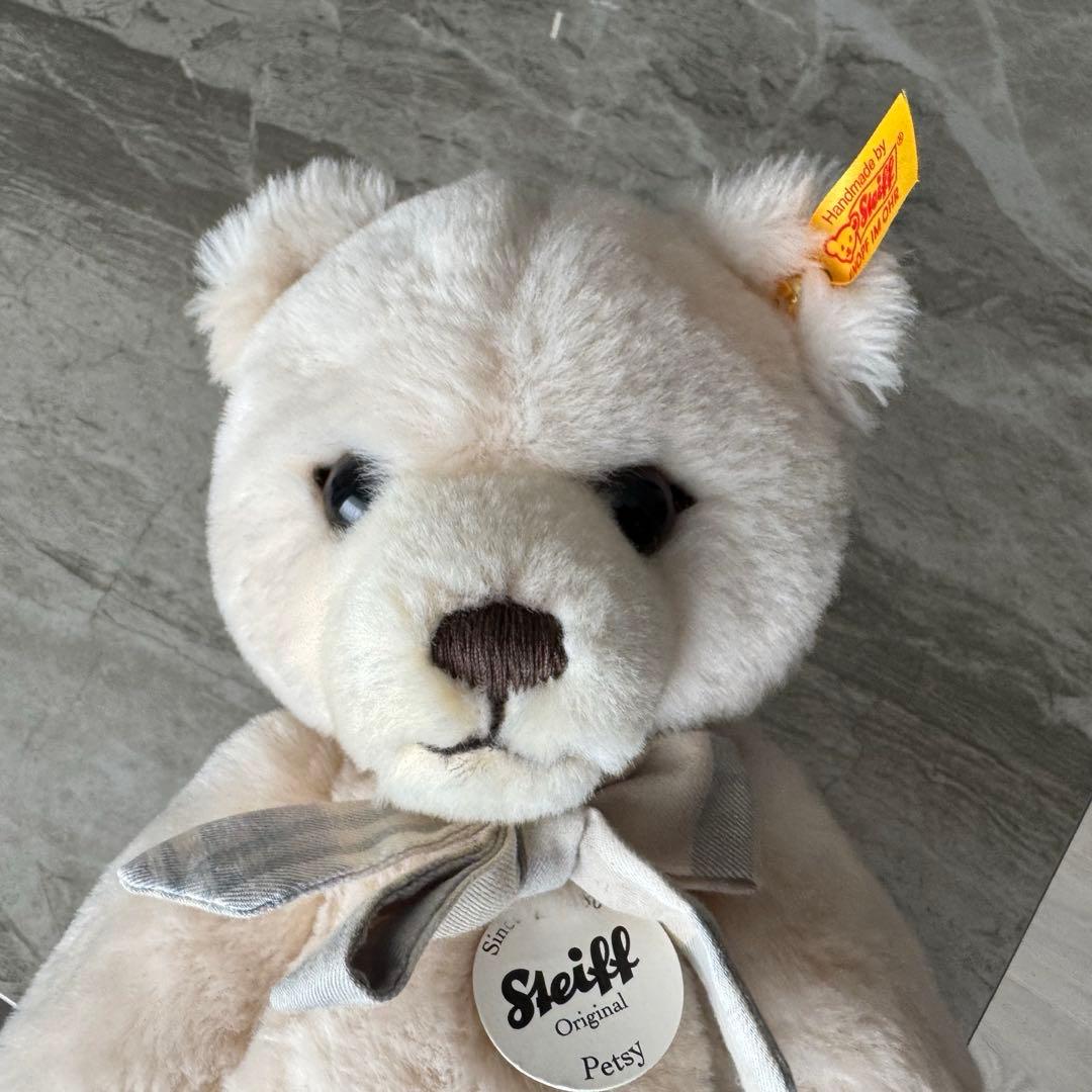 Steiff テディベア　PETSY ペッツィ クリーム　チェックリボン