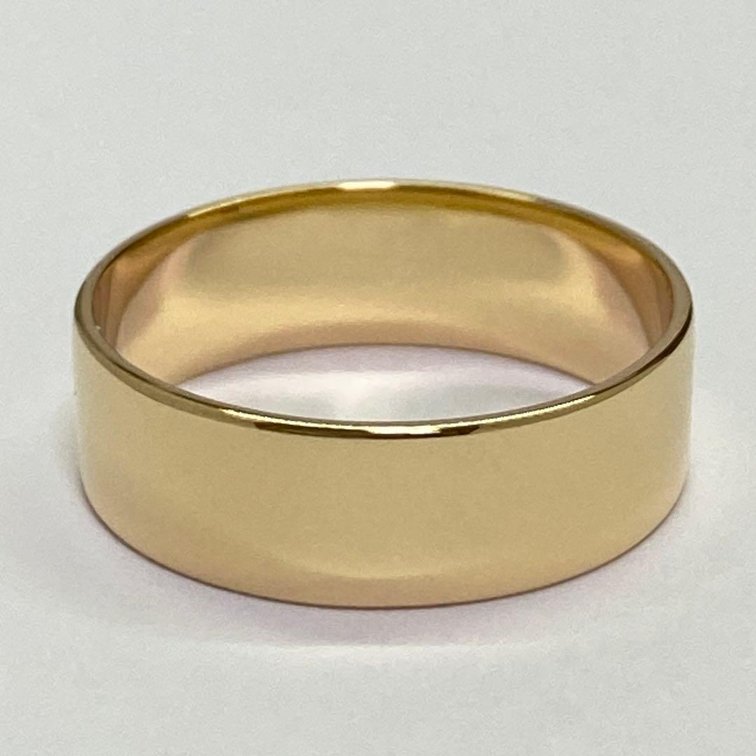 K18イエローゴールド　平打ちリング　サイズ15.3号　18金　6mm幅