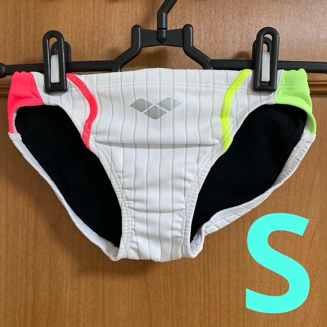 arena】アリーナ 競パン 競泳水着 Sサイズ ホワイト/ネオン arena 競泳