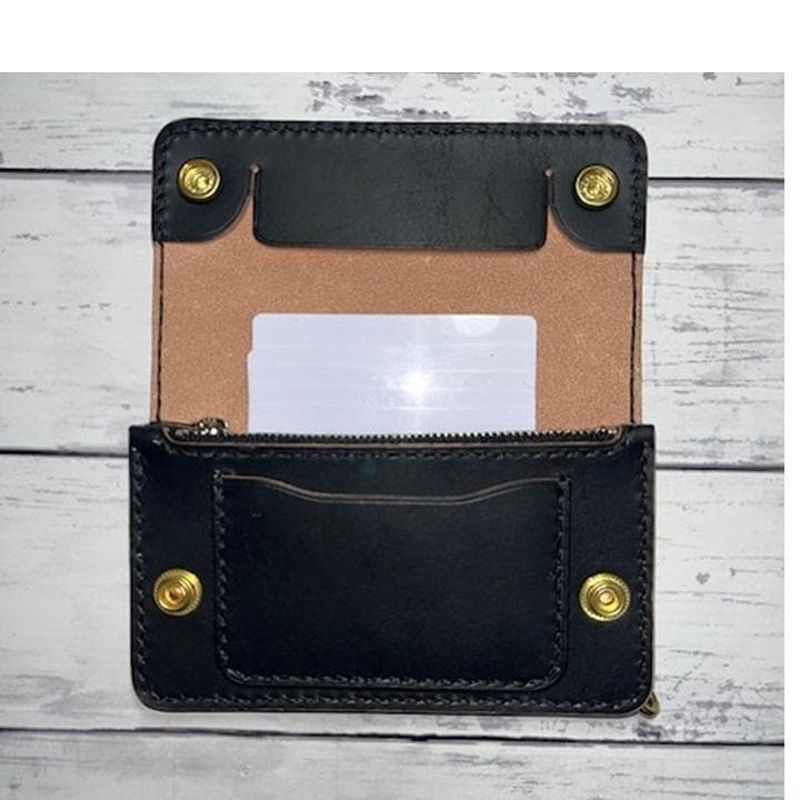 na0 ④ミドルトラッカーウォレット/姫路レザー茶芯/金具真鍮42タロン