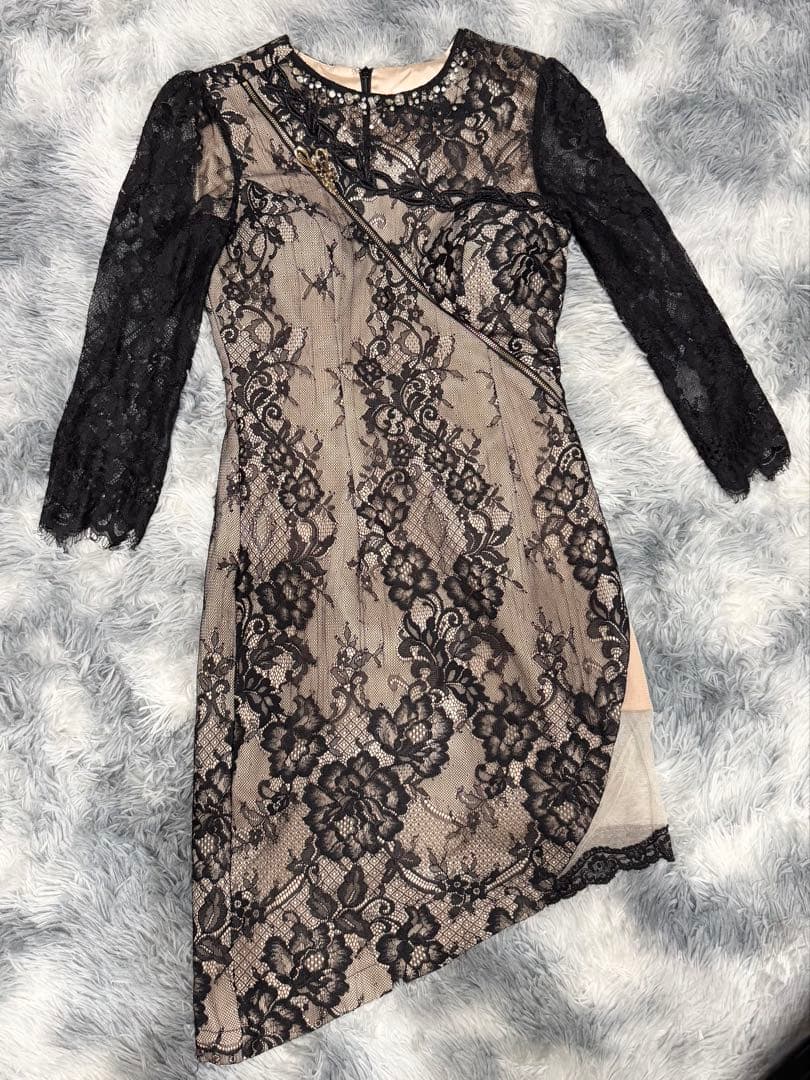 ROBE de FLEURS Glossy ブラック　ミニドレス　キャバドレス