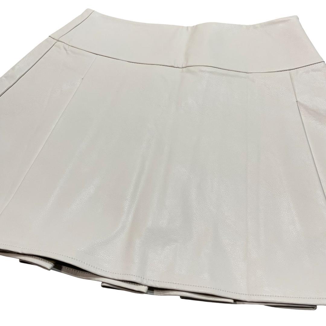 【韓国モデル】G/FORE ジーフォア レザー スカート M ホワイト ゴルフ