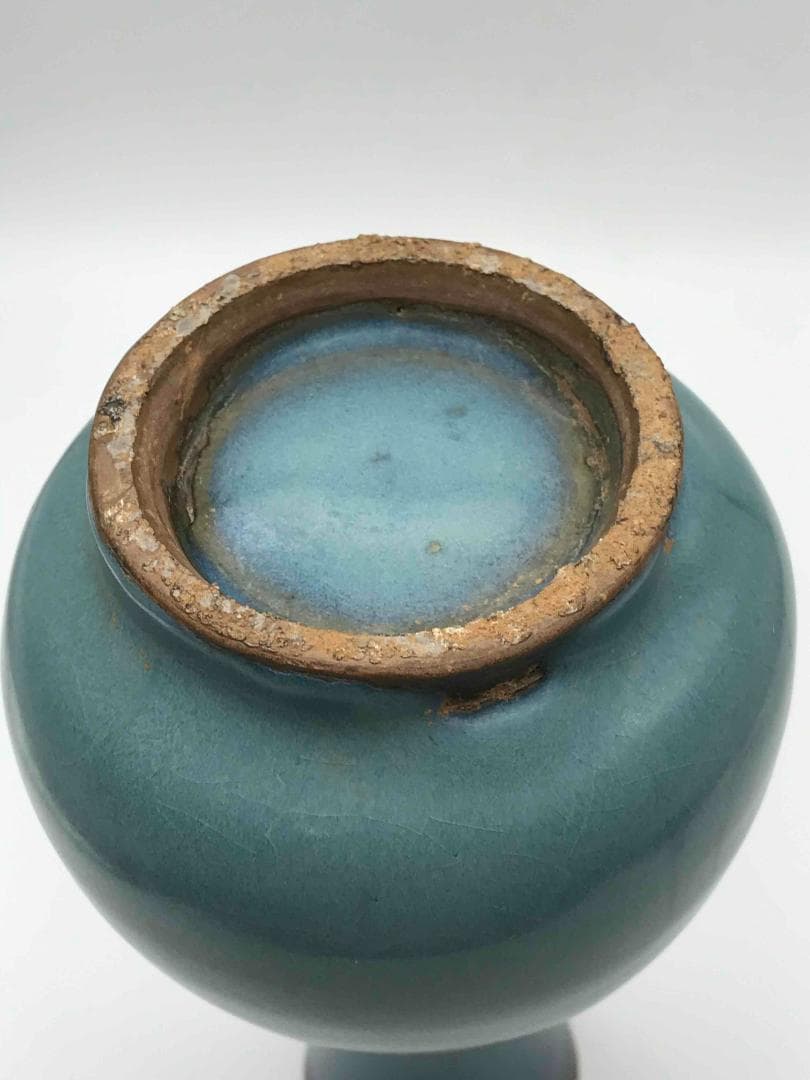 北宋時代 砧青磁広口瓶 尊 水注 青白磁 花瓶 茶入 茶道具(D-71)