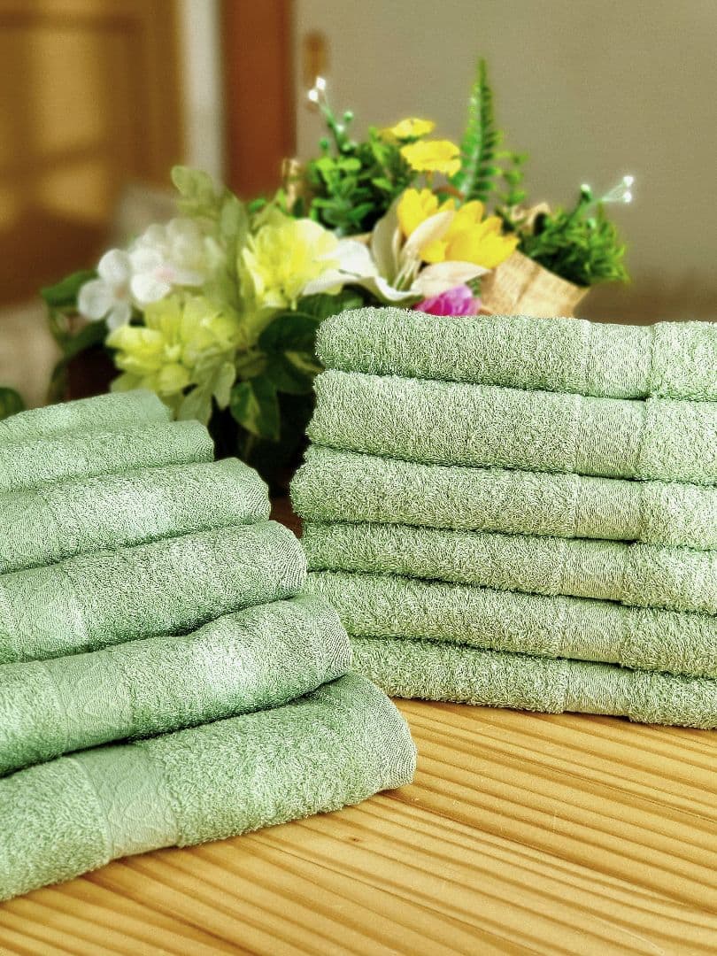 泉州タオル 高級綿糸モスグリーンフェイスタオルセット20枚 タオル新品