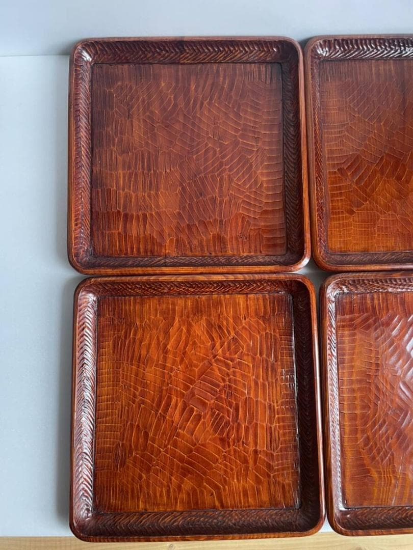 讃岐彫 四方盆 五客 小盆 お盆 木製漆器 84