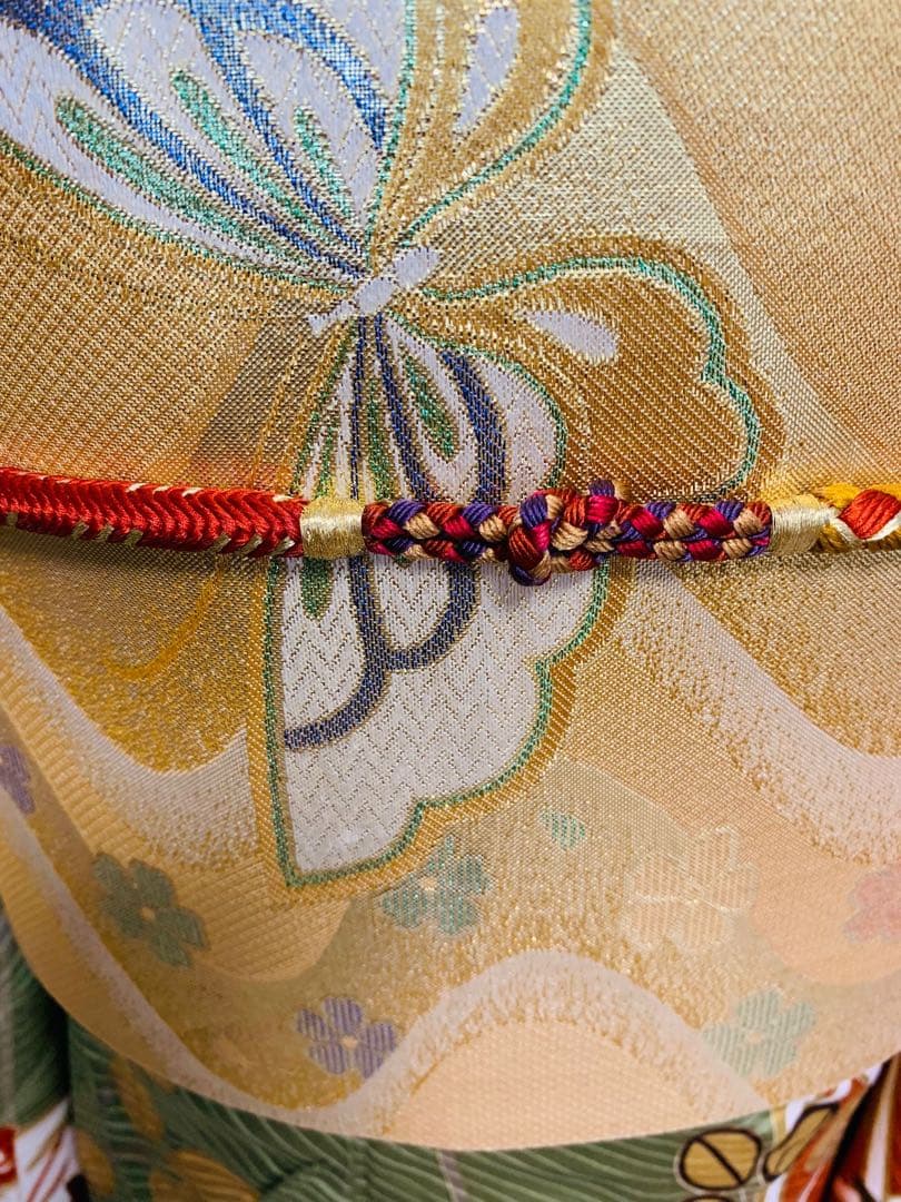 振袖フルセット駒刺繍 花蝶丸文 金彩 正絹