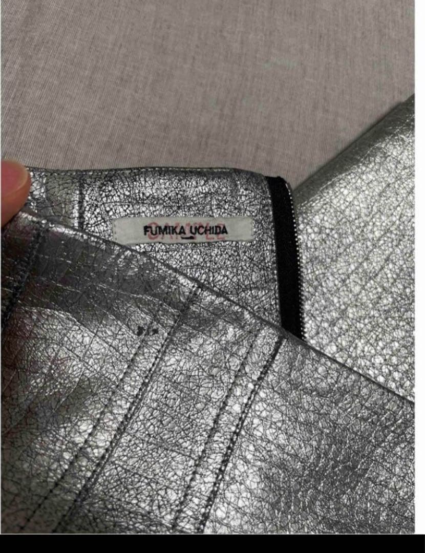 限定出品★fumika uchida★レザータイトスカート　シルバー