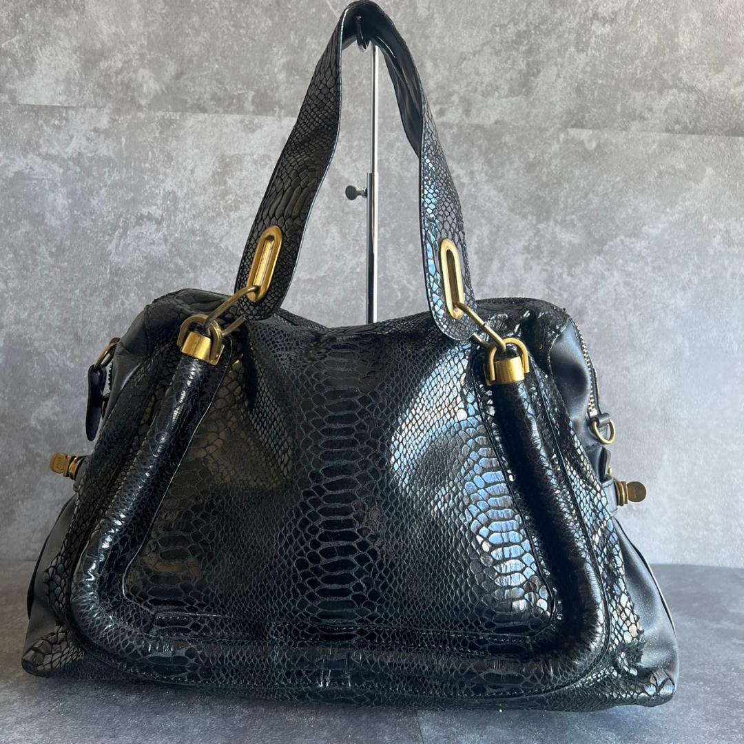 ⭐️Chroe⭐️クロエ パラティ パイソン 2WAY ハンドバッグ ブラック