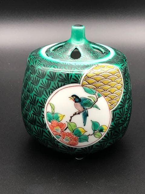 中国粉砕漢詩花鳥文香炉陶枕C6703E