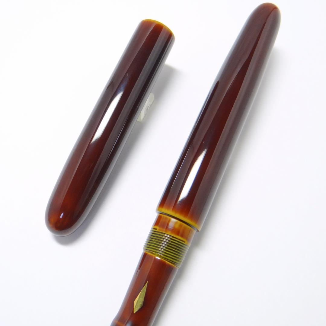 非常に希少・ナガサワ文具】中屋万年筆 シガー ロング 朽葉 漆 NAKAYA