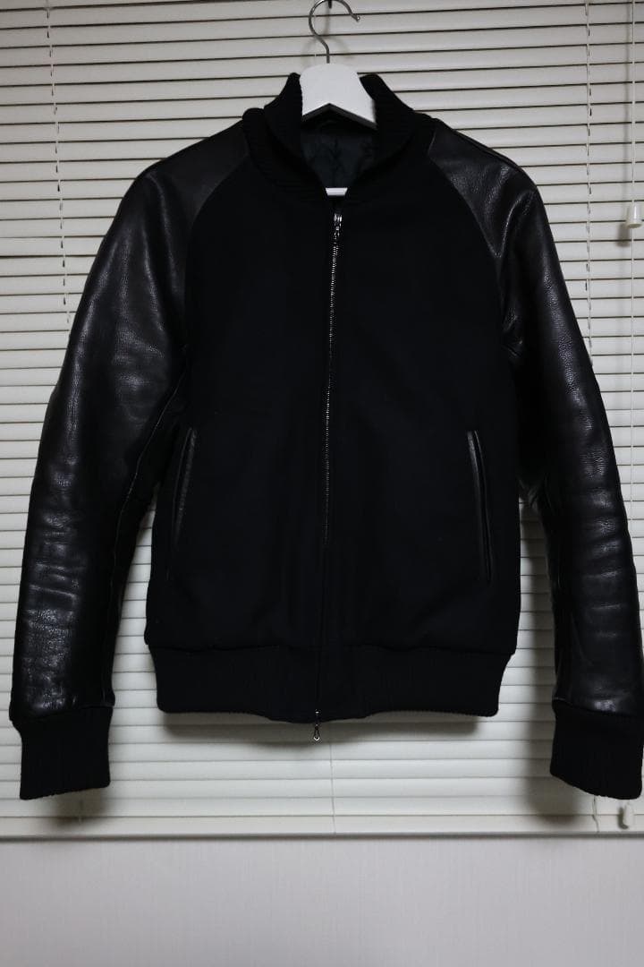 ATTACHMENT カシミヤ混レザー切り替えスタジャン 2 Black