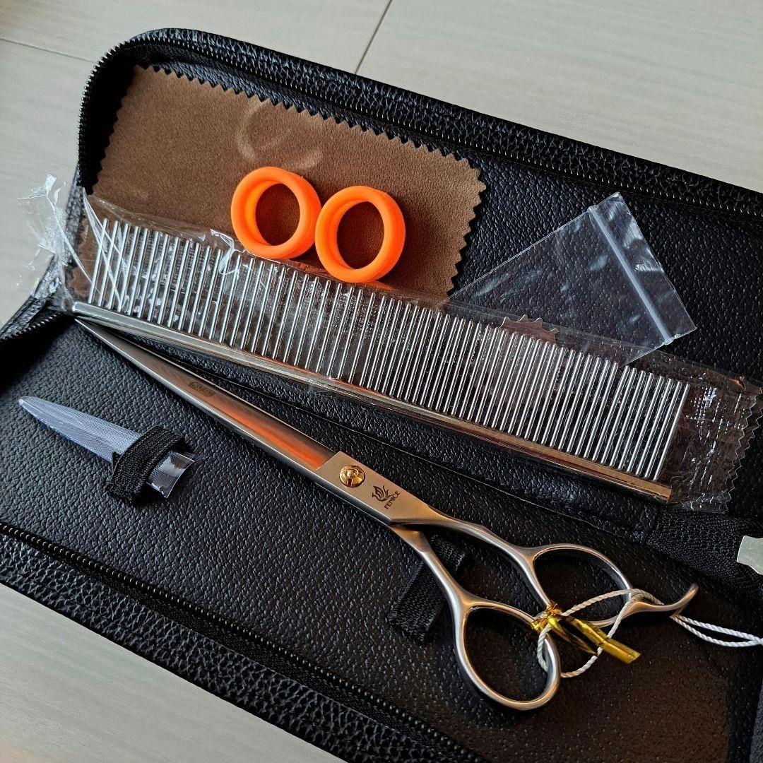 新品☆フェニーチェ ストレートシザー☆ギザ刄☆トリミングばさみ☆7.5