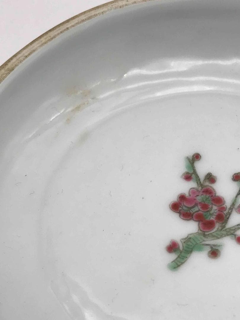 清乾隆時代 粉彩花卉吉祥鳥文香盒 印泥合子 香合 【乾隆年制】(F-45)の