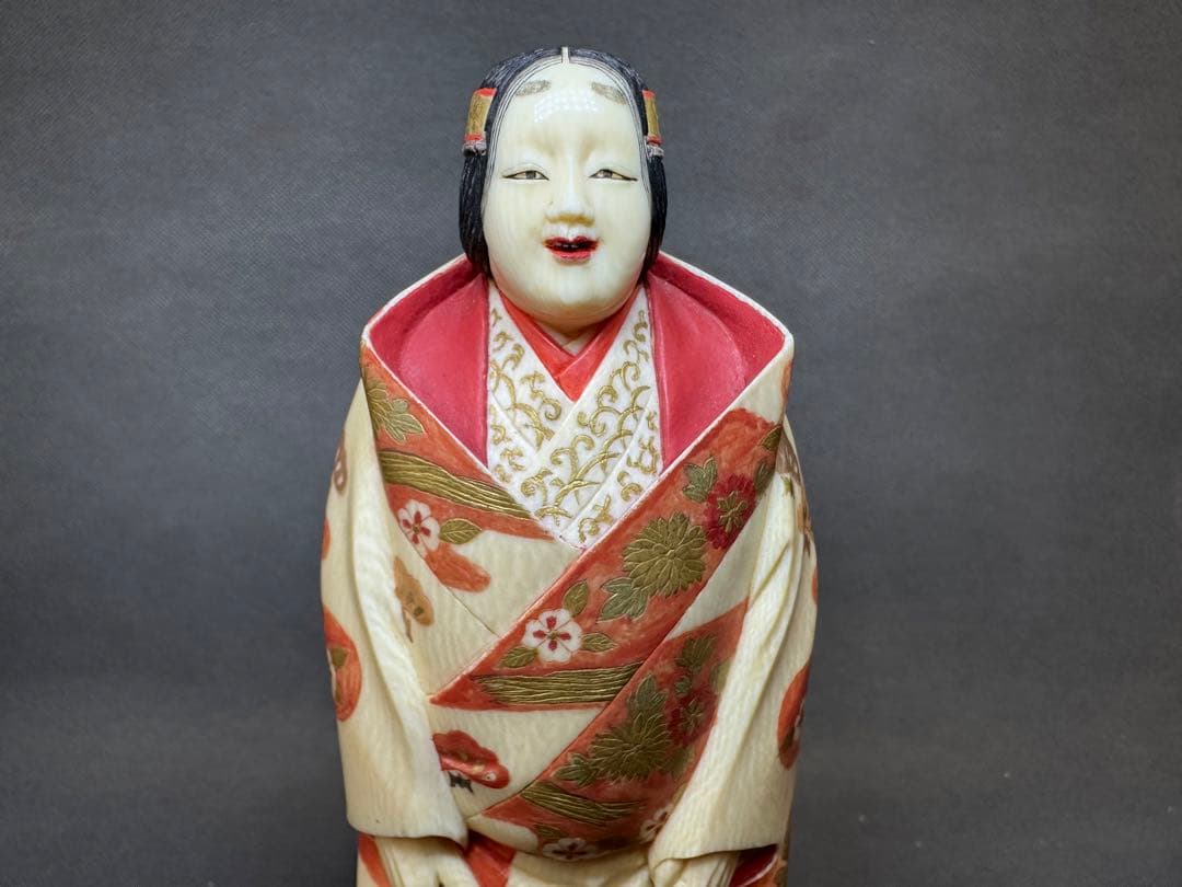 極上博多人形希少品置物仏像和彫天然素材アンティーク和彫置物