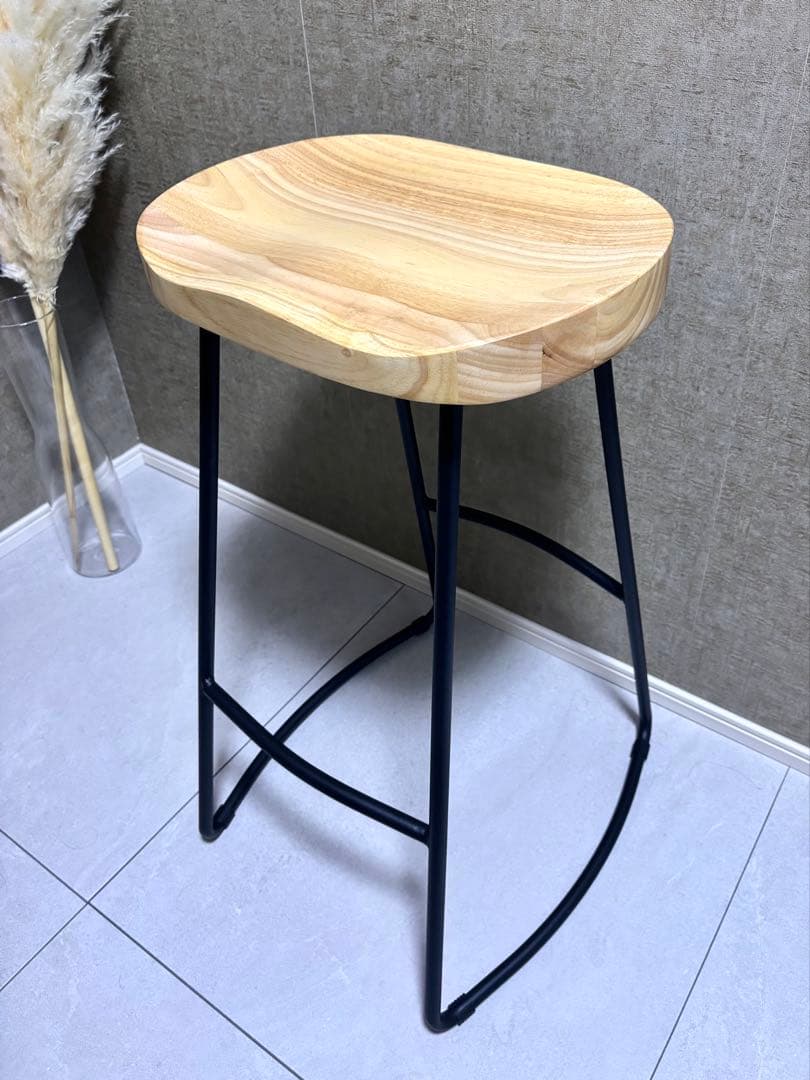 【新品未使用】kanademono 天然木 ハイスツール チェア