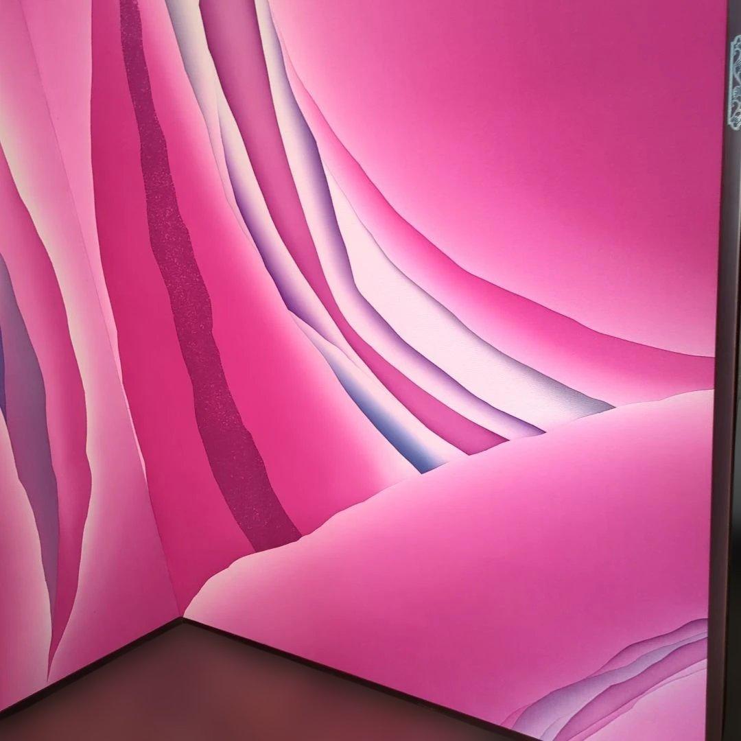 屏風 衝立 モダン 布張り 染め付け 間仕切り パティーショ 紫ピンク