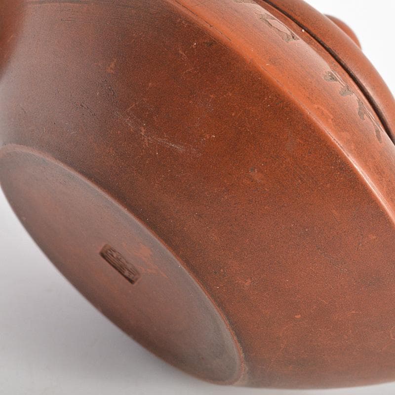 常滑焼 初代 山田常山造 朱泥 漢詩文 茶壷 急須 V R5681