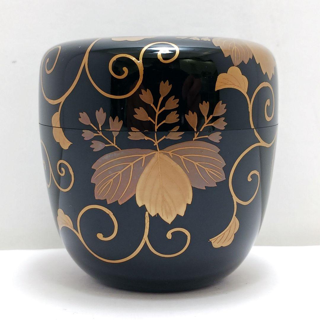 Y3030-7 茶道具 佐一郎作 金蒔絵 桐唐草蒔絵 中棗 共箱 YY 蒔絵