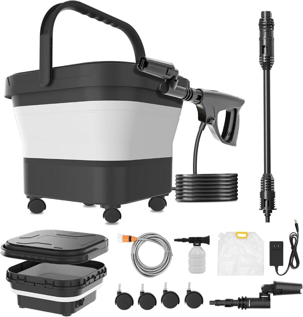 高圧洗浄機 コードレス 充電式 3.6MPa強力水圧 7段階水圧調整＆電池