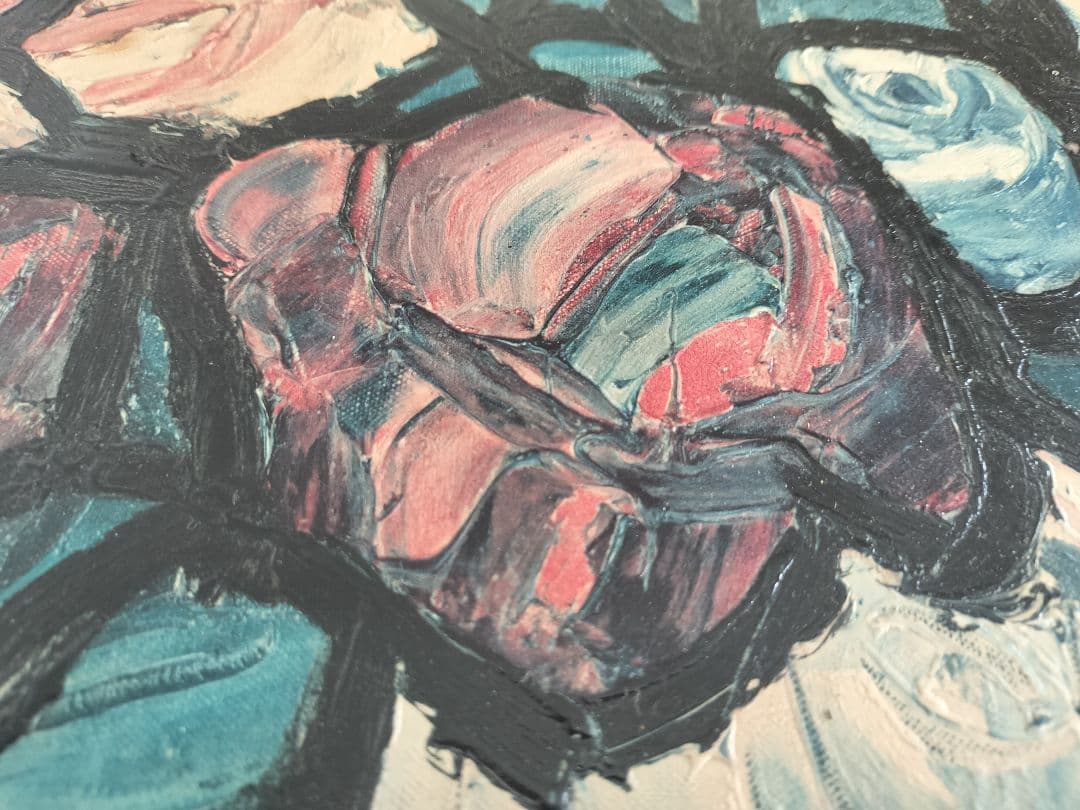 油彩画　林武　薔薇　額装　希少 日本絵画