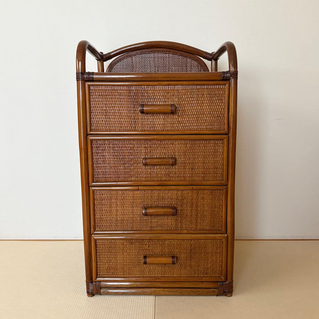 飴色家具 ラタン チェスト 飾り棚 藤 昭和レトロ ジャパンヴィンテージ