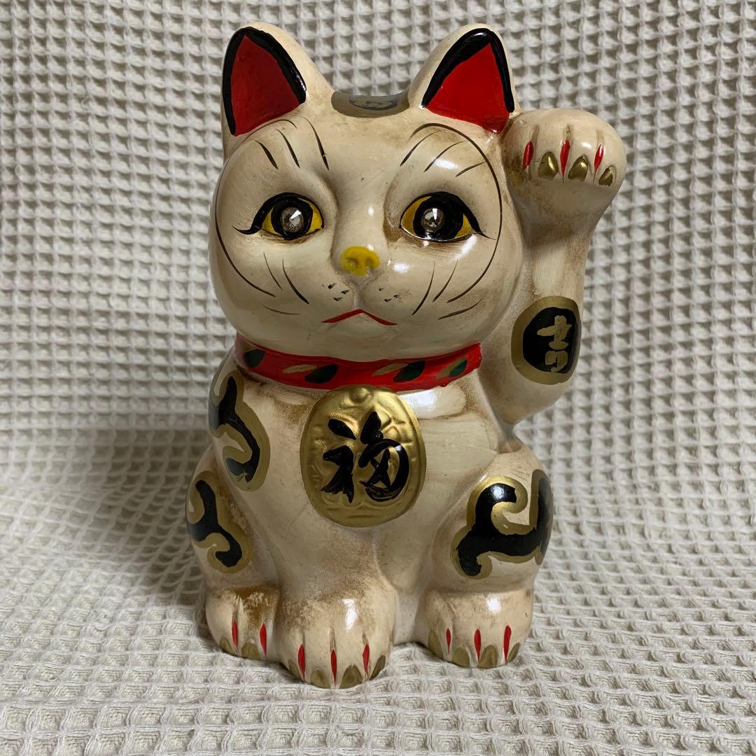 大正モダン唐草ガラス目招き猫 古色福猫 - メルカリ