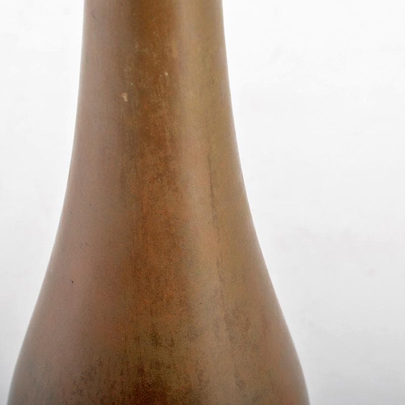 平安　秦蔵六造　青銅　鶴首花生　一輪生　共箱　D　R6043