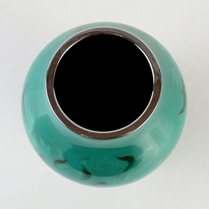 七宝焼 透翡翠釉 花文 花瓶 時代箱 V 9632D