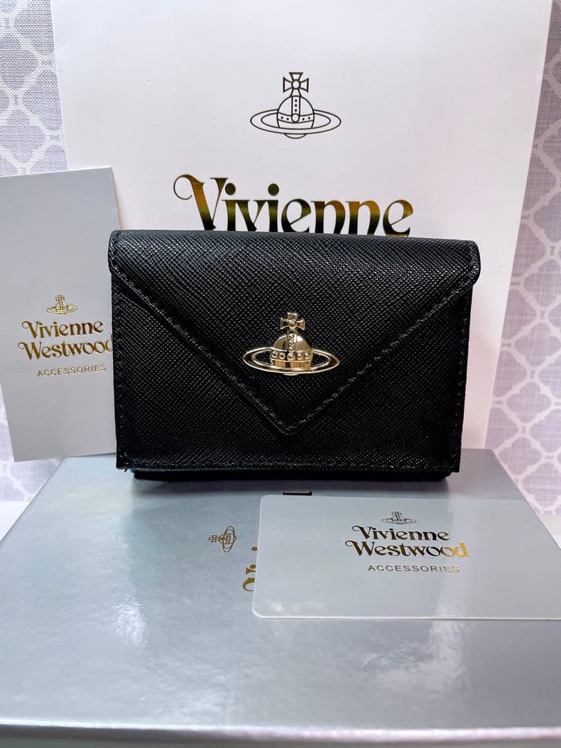 最新♡ショッパー付】Vivienne Westwood 3つ折り財布 ブラック
