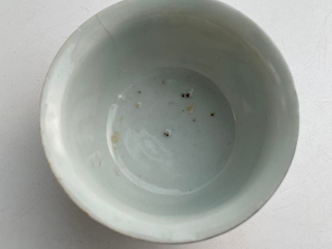 骨董　アンティーク　古染付　なずな文様　薺　染付　盃　杯　猪口　煎茶碗　中国骨董