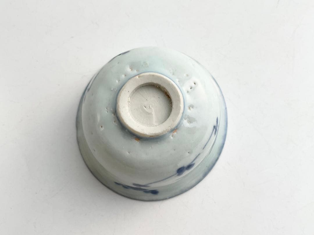 骨董　アンティーク　古染付　なずな文様　薺　染付　盃　杯　猪口　煎茶碗　中国骨董