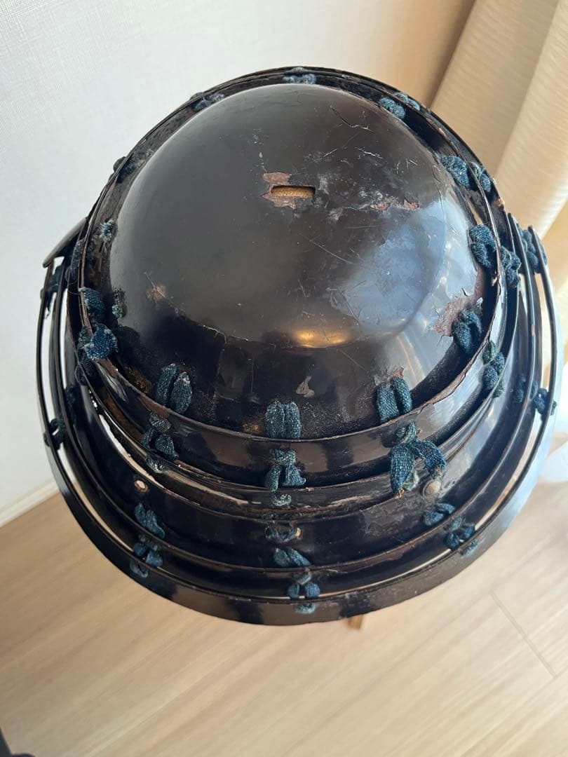 甲冑 兜 足軽 黒漆塗 提灯兜 ちょうちん兜 江戸文久期 仙台城下町旧家蔵出し