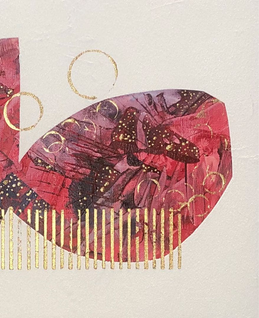 絵画 油絵 原画 一点物 抽象画 現代アート 北欧 赤 金 スタイリッシュ M8