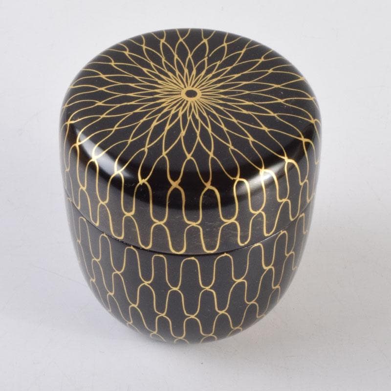 茶道具 中村湖彩作 網目蒔絵 中棗 共箱 V 8650