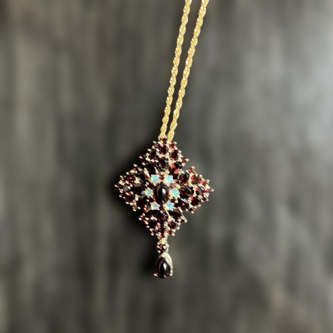 碌山 ROKUZAN ロクザン ガーネット ペンダント ネックレス ブローチ