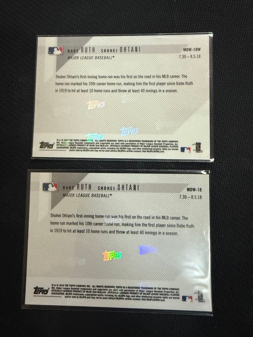 2枚セット ベーブルース 大谷翔平 コラボカードMLB ゴールド版&ノーマル版