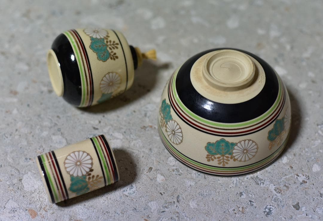 値引き、桑地利休 茶箱仕覆付き13点 お茶道具／共箱