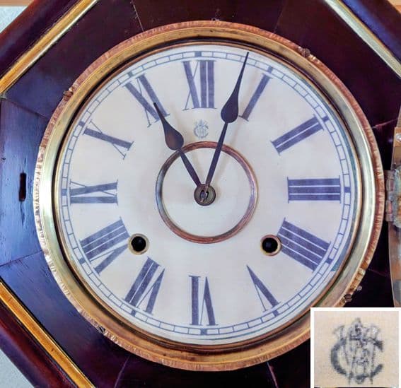 〈完動・美品〉米国Waterbury1874年　小型金筋八角ゼンマイ振り子時計