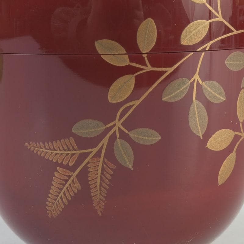 茶道具 朱塗 花草蒔絵 棗 時代箱付 V 9692