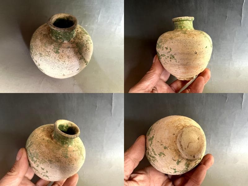 壺■緑釉 土器 須恵器 小壷 発掘品 古壺 時代物 古玩 漢代 時代物 骨董品■