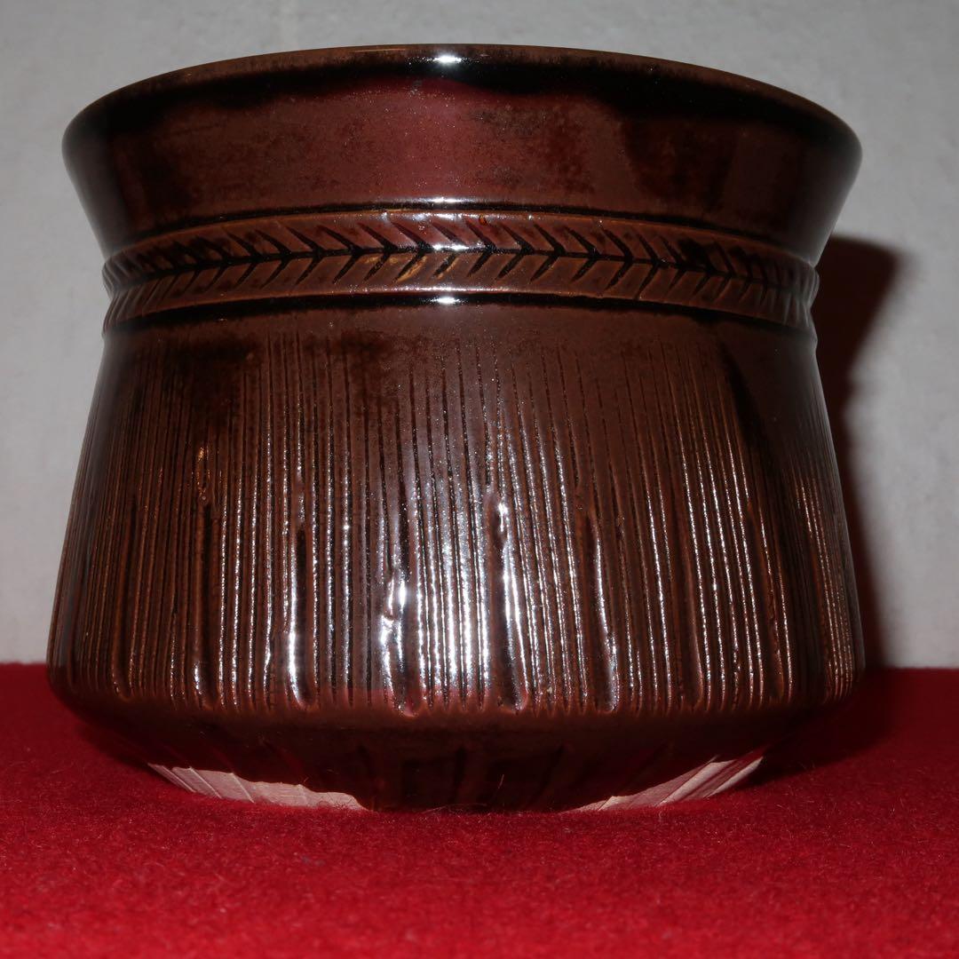 茶道具】膳所陽炎園 膳所焼 腰蓑建水