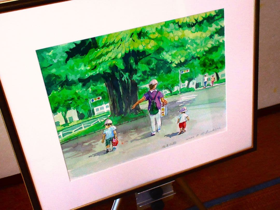 お散歩 水彩画 2021年 原画 額装済み
